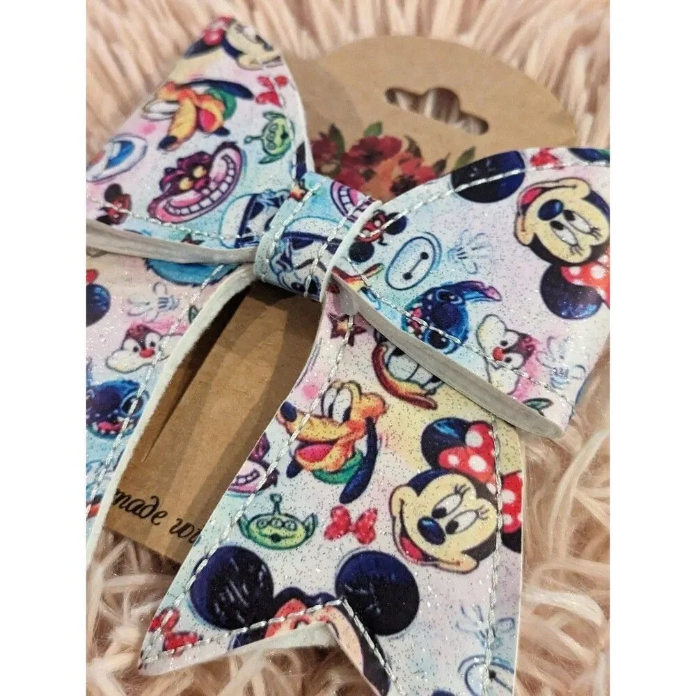 Mickey Mouse inspired glittery hair bow barrette brand new clip